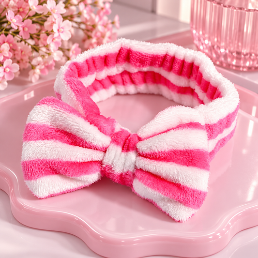 Plush Skincare Bow Headband - Hot Pink